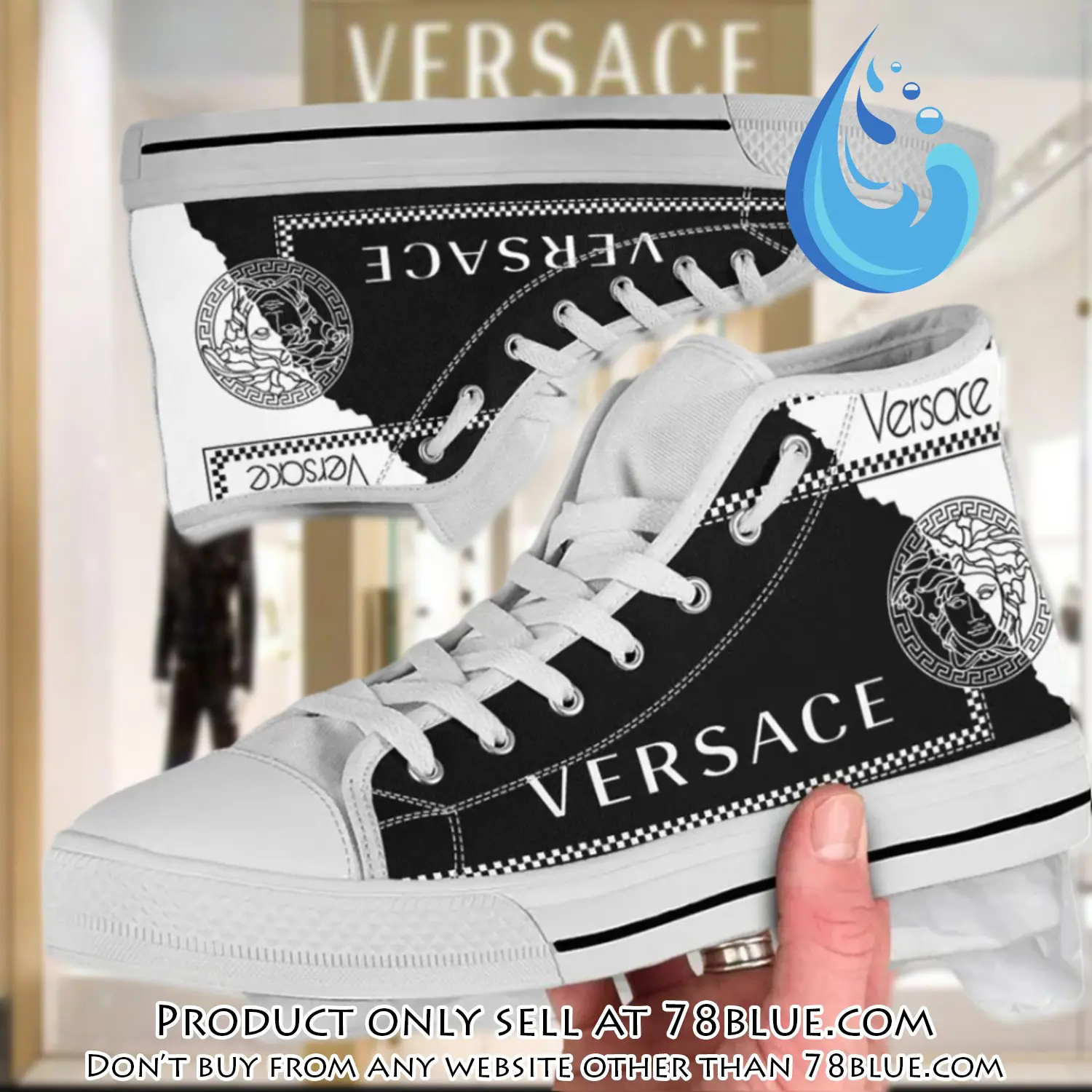Versace new medusa gold white high top canvas shoes luxury brand gifts for men women 78b0029405